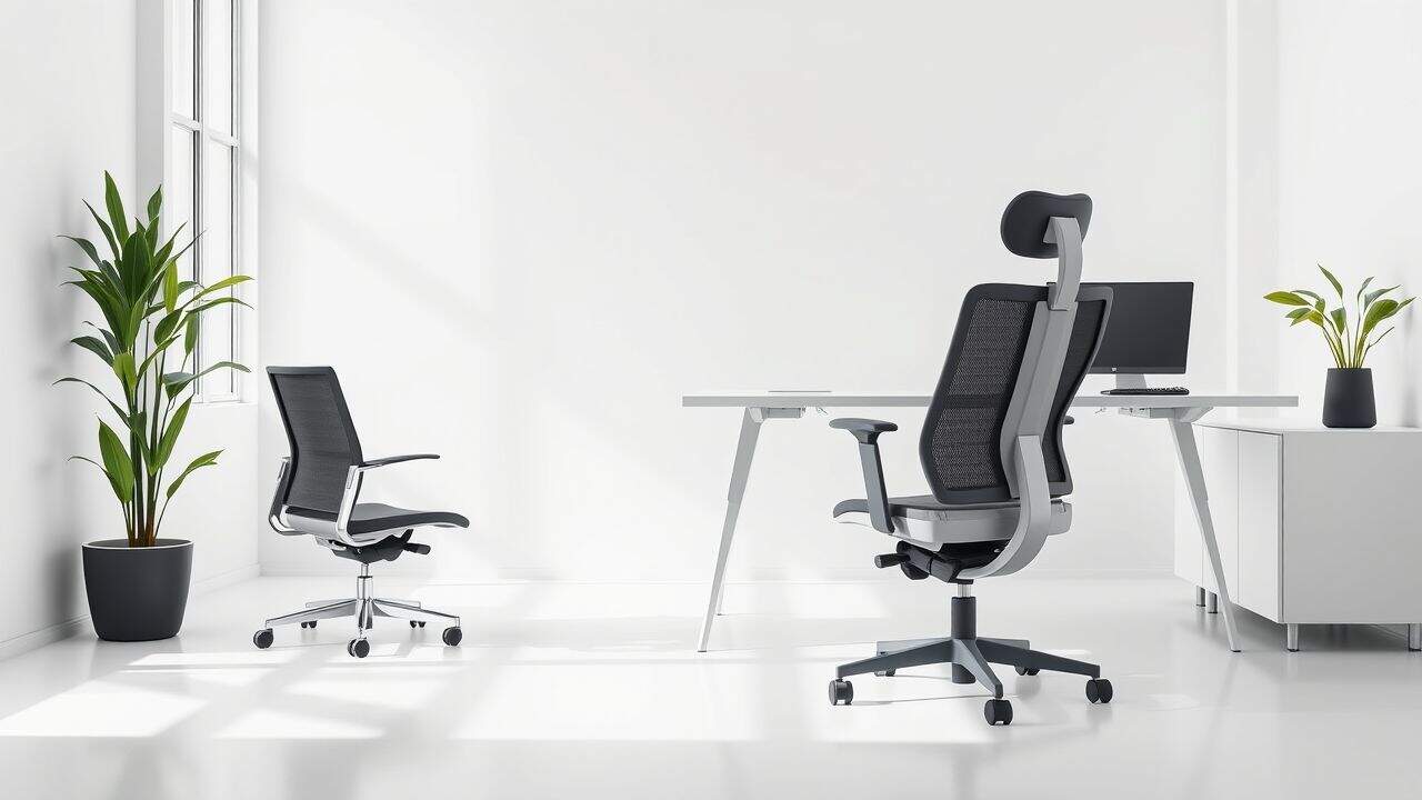 Een modern kantoor met ergonomische meubels voor gezonde werkplek.