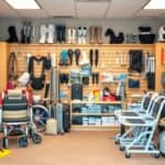 Een gevarieerde selectie van orthopedische hulpmiddelen in een winkel in Groningen.