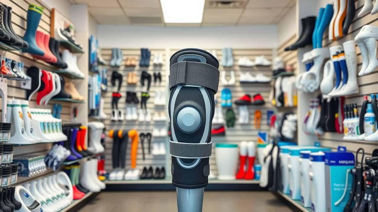 Een moderne medische apparatuurwinkel in Rotterdam met een nadruk op orthopedische kniebrace en andere ondersteunende producten. Een moderne medische apparatuurwinkel in Rotterdam met een nadruk op orthopedische kniebrace en andere ondersteunende producten.