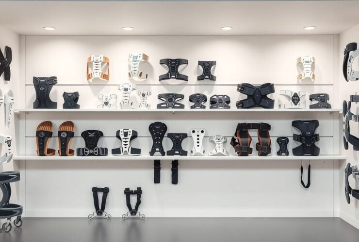 Een display van orthopedische beugels en support apparaten in Utrecht.