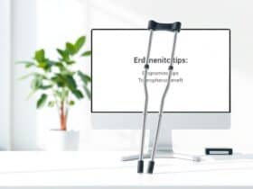 Een orthopedische kruk in een moderne kantooromgeving met ergonomische tips.